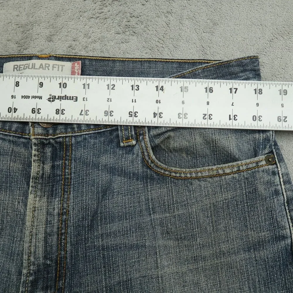 Levi's 505 Jeans Mens 36x30 Blue Regular Straight 100% Cotton Denim Timeworn